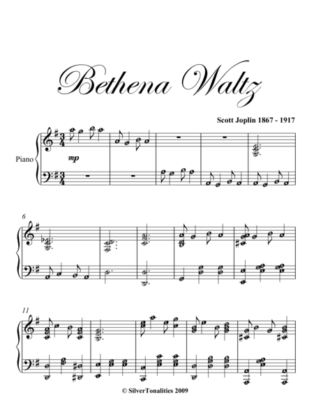 Bethena Waltz Intermediate Piano Sheet Music