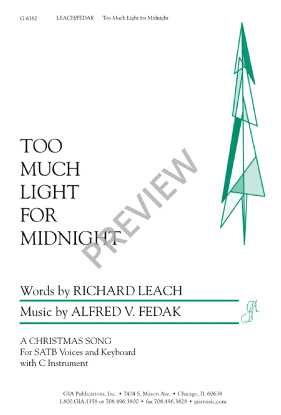 Too Much Light for Midnight 4-Part scores gallery preview page 1