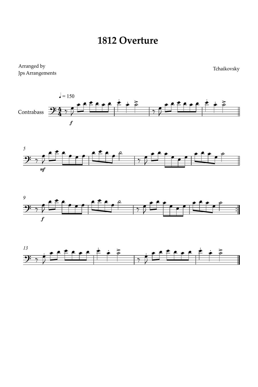 1812 Overture for Contrabass Double Bass scores gallery preview page 1