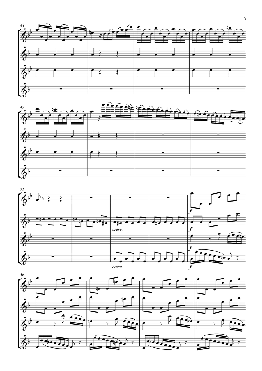 A. Vivaldi: Summer from the Four Seasons for Saxophone Quartet, III. Presto Saxophone Quartet scores gallery preview page 5