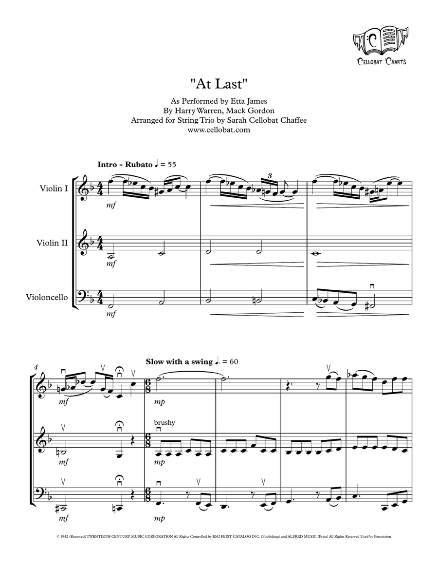 At Last by Etta James String Trio - Digital Sheet Music
