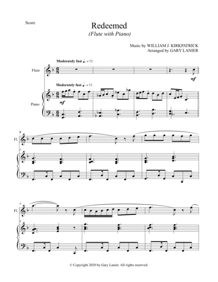 2 PAK HYMN SERIES, REDEEMED & I WILL SING OF MY REDEEMER, Flute & Piano (Score & Parts) image number null