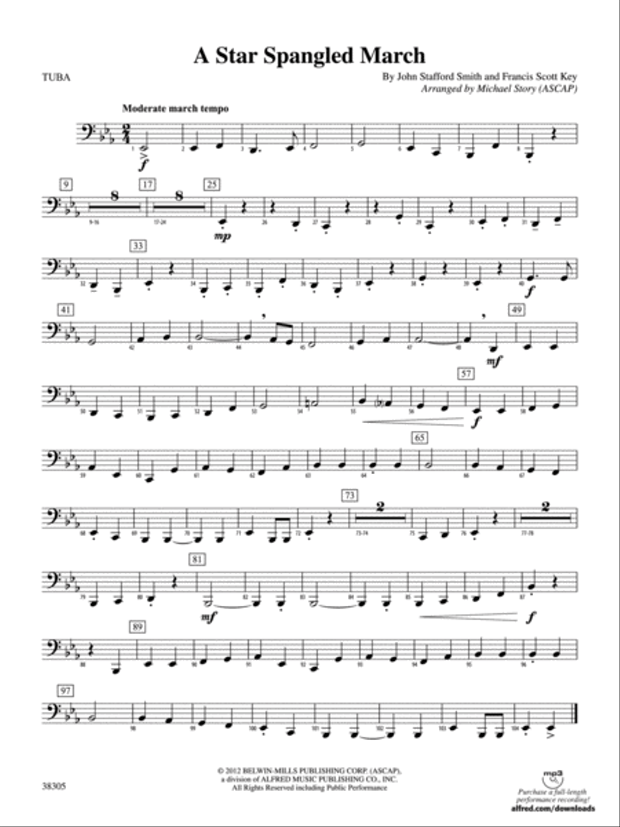 A Star Spangled March: Tuba Concert Band scores gallery preview page 1