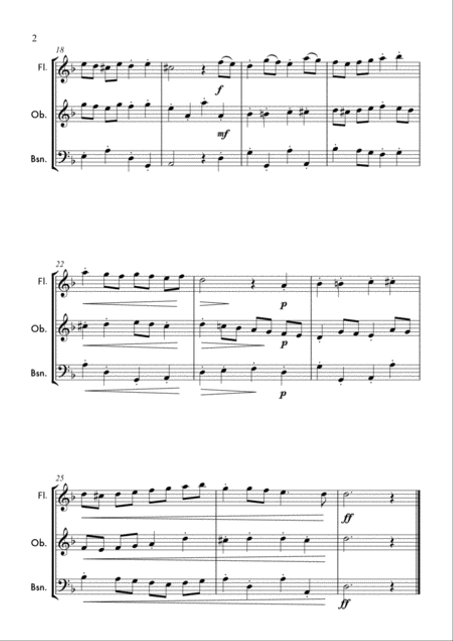 Music for the Royal Fireworks HWV 351 - Bourree by George Frideric Handel Music for the Royal Fireworks HWV 351 - Bourree by George Frideric Handel Woodwind Trio scores gallery preview page 3