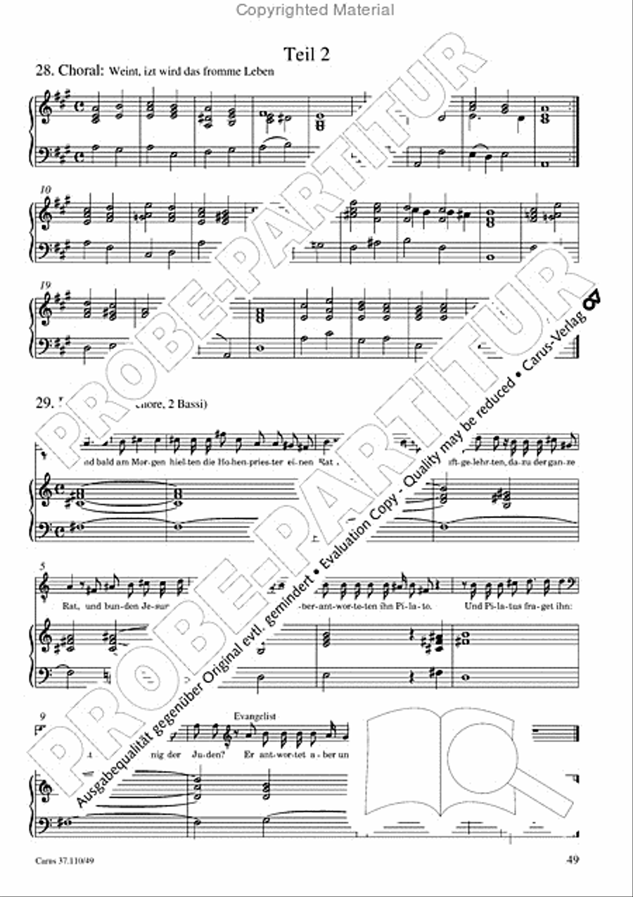 Markuspassion. Werkausgabe Reihe 1, Bd. 7 (Homilius) Organ scores gallery preview page 50
