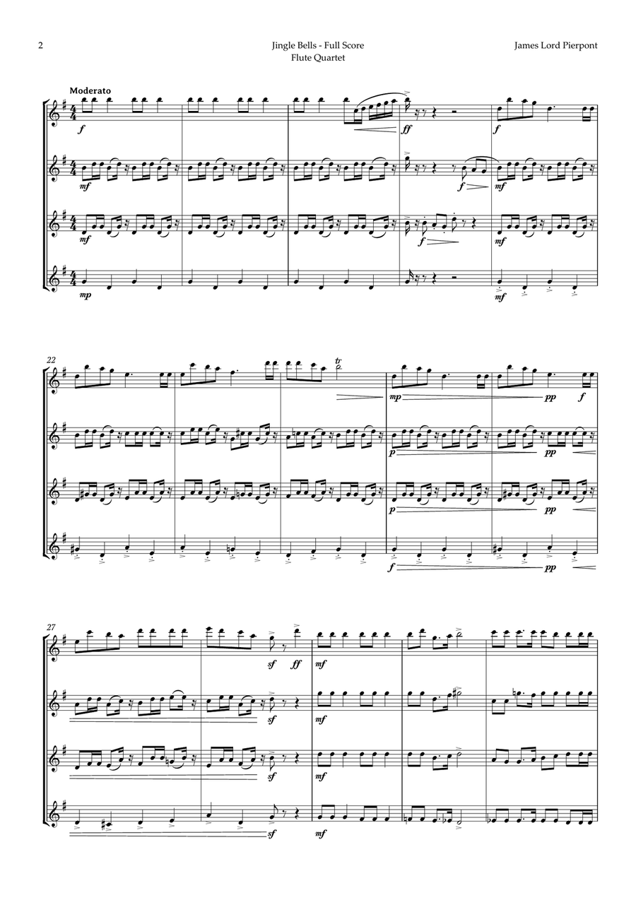 5 Christmas Songs for Flute Quartet plus one Bonus Flute Quartet scores gallery preview page 3