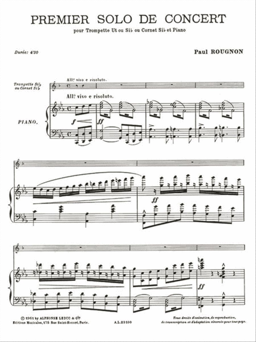 First Concert Solo, For Trumpet Or Cornet And Piano Cornet scores gallery preview page 2