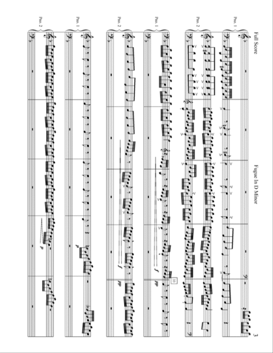 Fugue In D Minor 2 Pianos, 4-Hands scores gallery preview page 3