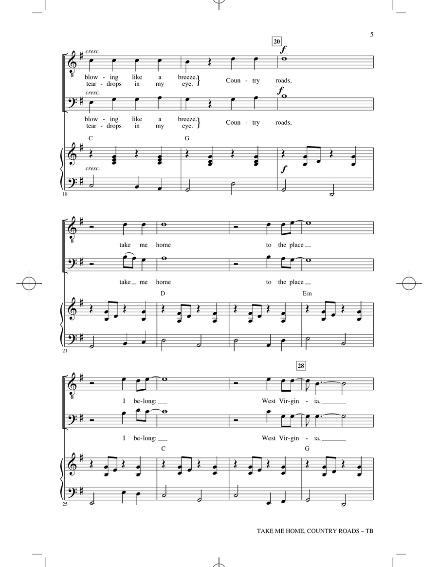 Take Me Home, Country Roads (arr. Roger Emerson) TB scores gallery preview page 3