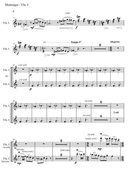 Montsegur, The Cathar Tragedy, symphonic poem for solo trombone and orchestra - set of parts - strings and harp