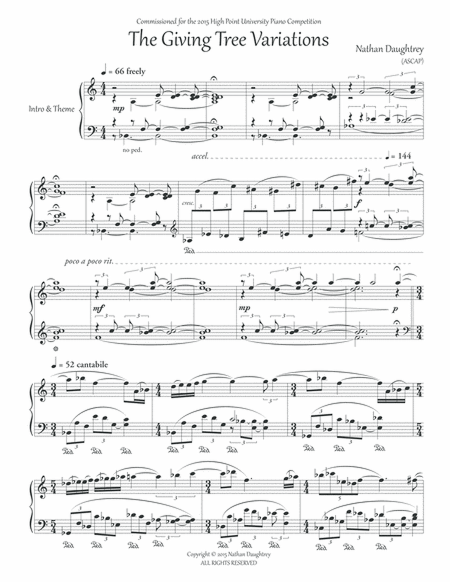 THE GIVING TREE VARIATIONS for Solo Piano image number null