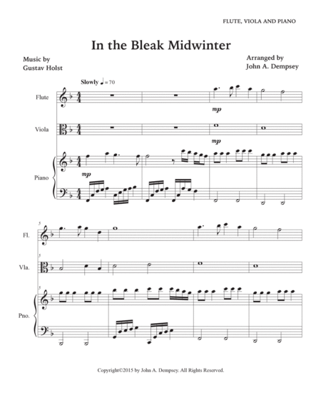 In the Bleak Midwinter (Trio for Flute, Viola and Piano) image number null