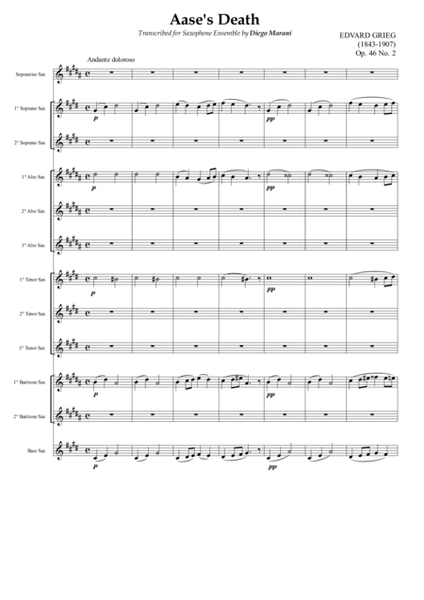 "Aase's Death" from Peer Gynt Suite for Saxophone Ensemble image number null