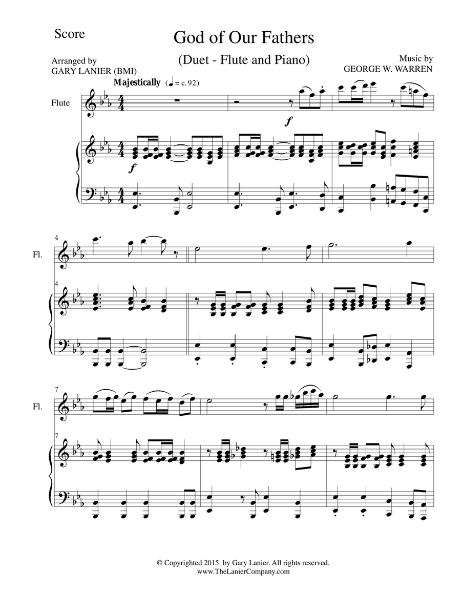 GOD OF OUR FATHERS (Duet – Flute and Piano/Score and Parts) Woodwind Duet scores gallery preview page 1