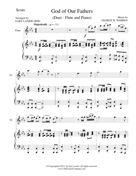 GOD OF OUR FATHERS (Duet – Flute and Piano/Score and Parts) image number null
