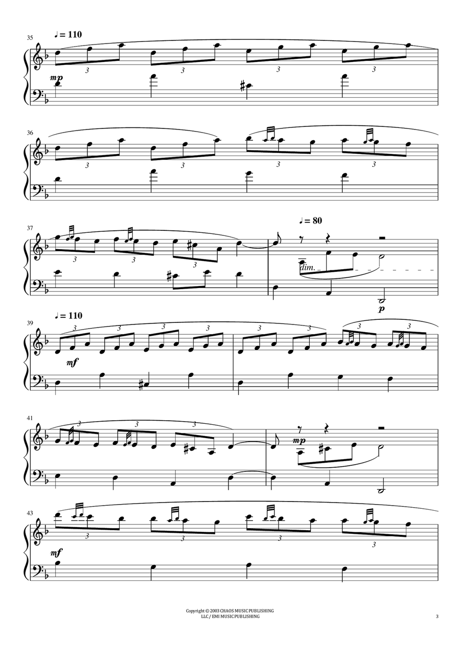 Sunshine (adagio In D Minor) Easy Piano scores gallery preview page 3