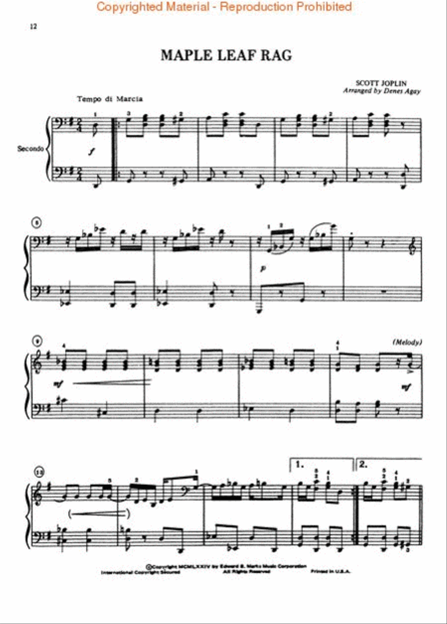 Scott Joplin's Ragtime Classics 1 Piano, 4-Hands scores gallery preview page 3