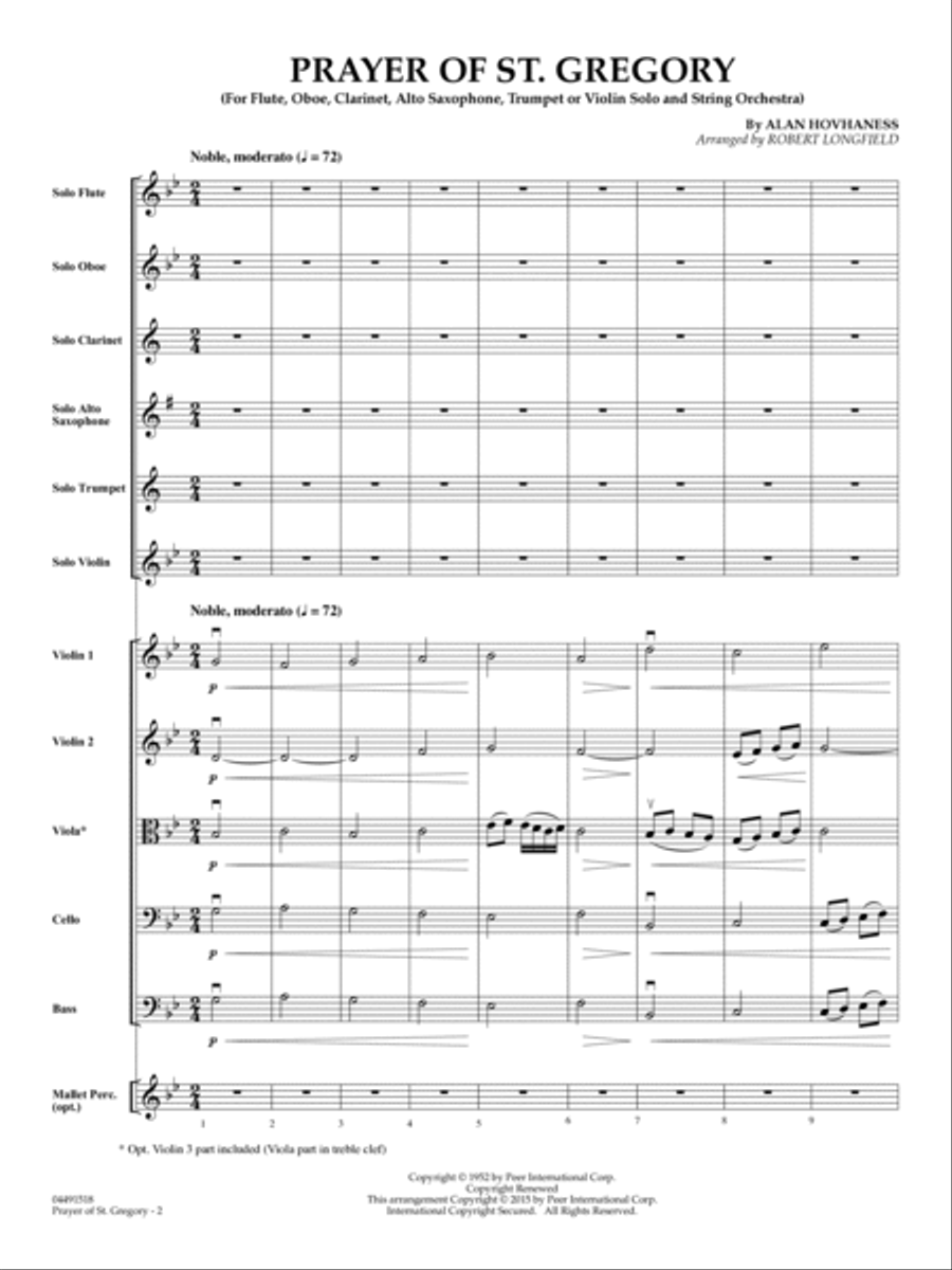 Prayer of St. Gregory (Educational Edition) - Conductor Score (Full Score) String Orchestra scores gallery preview page 2