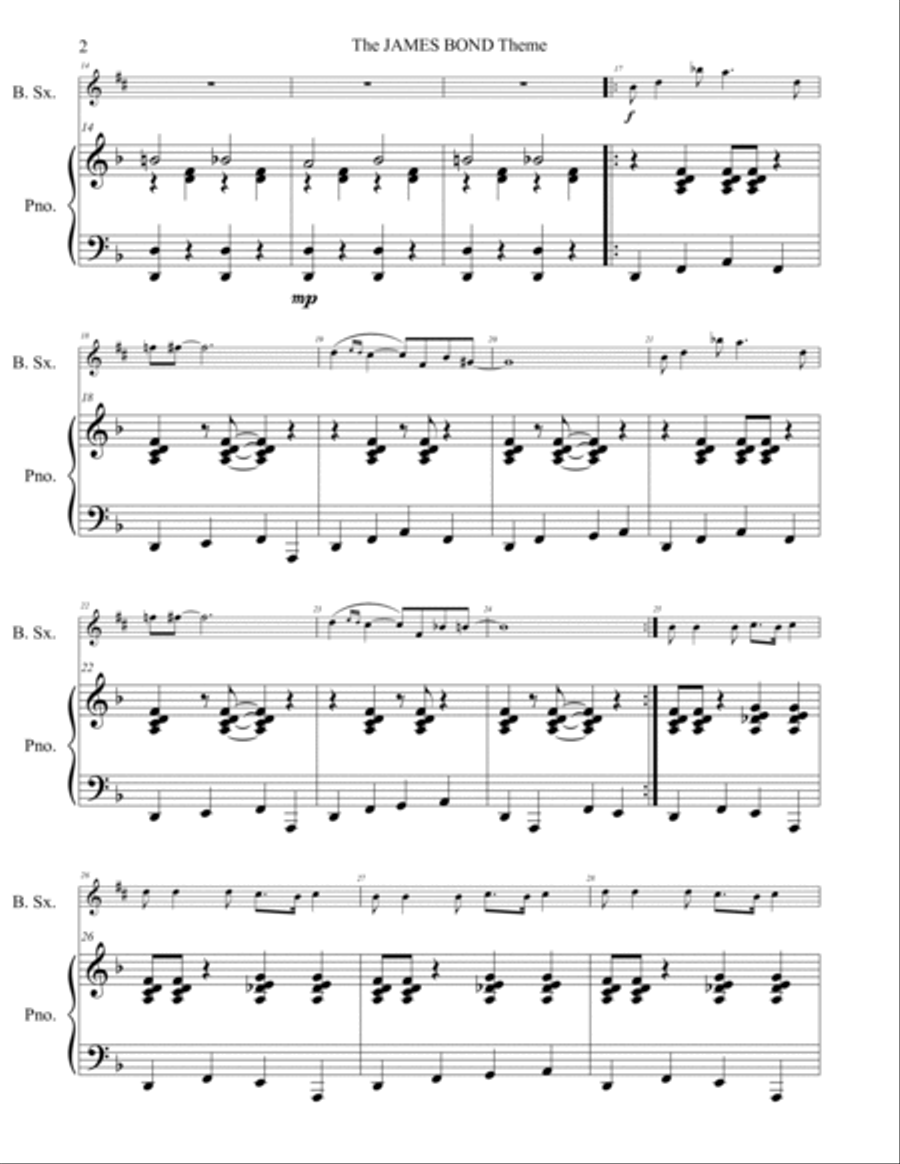 James Bond Theme Baritone Saxophone scores gallery preview page 3