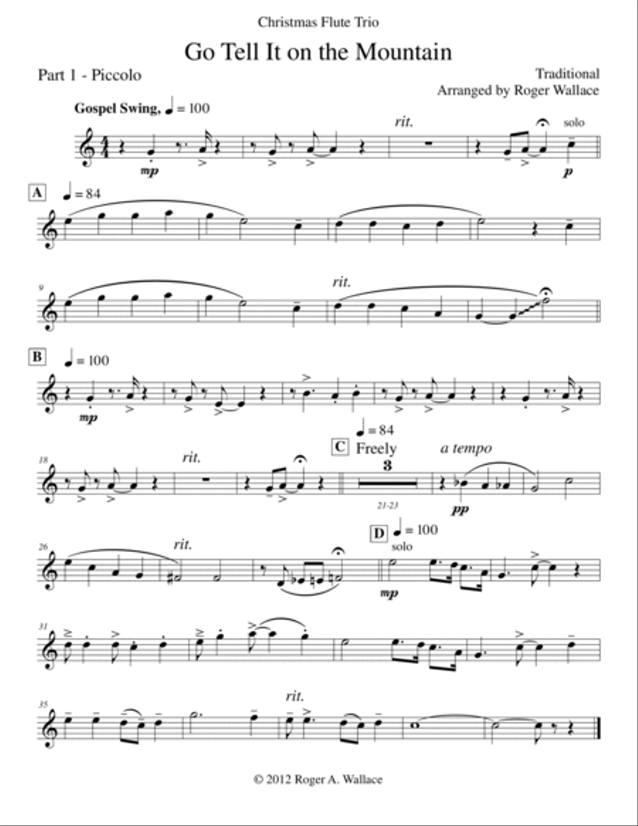 Go Tell It on the Mountain (Flute Trio) Woodwind Trio scores gallery preview page 4