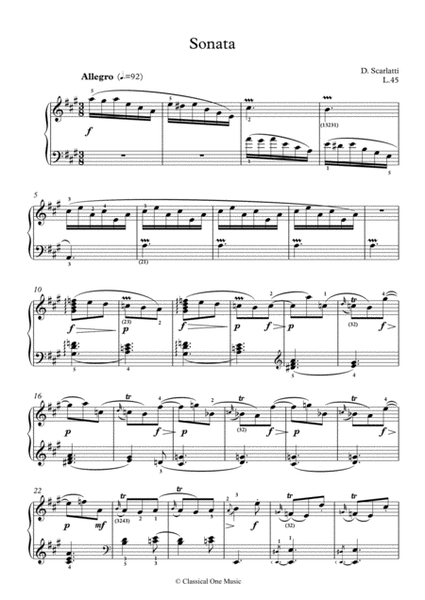 Scarlatti-Sonata in A-Major L.45 K.62(piano) image number null