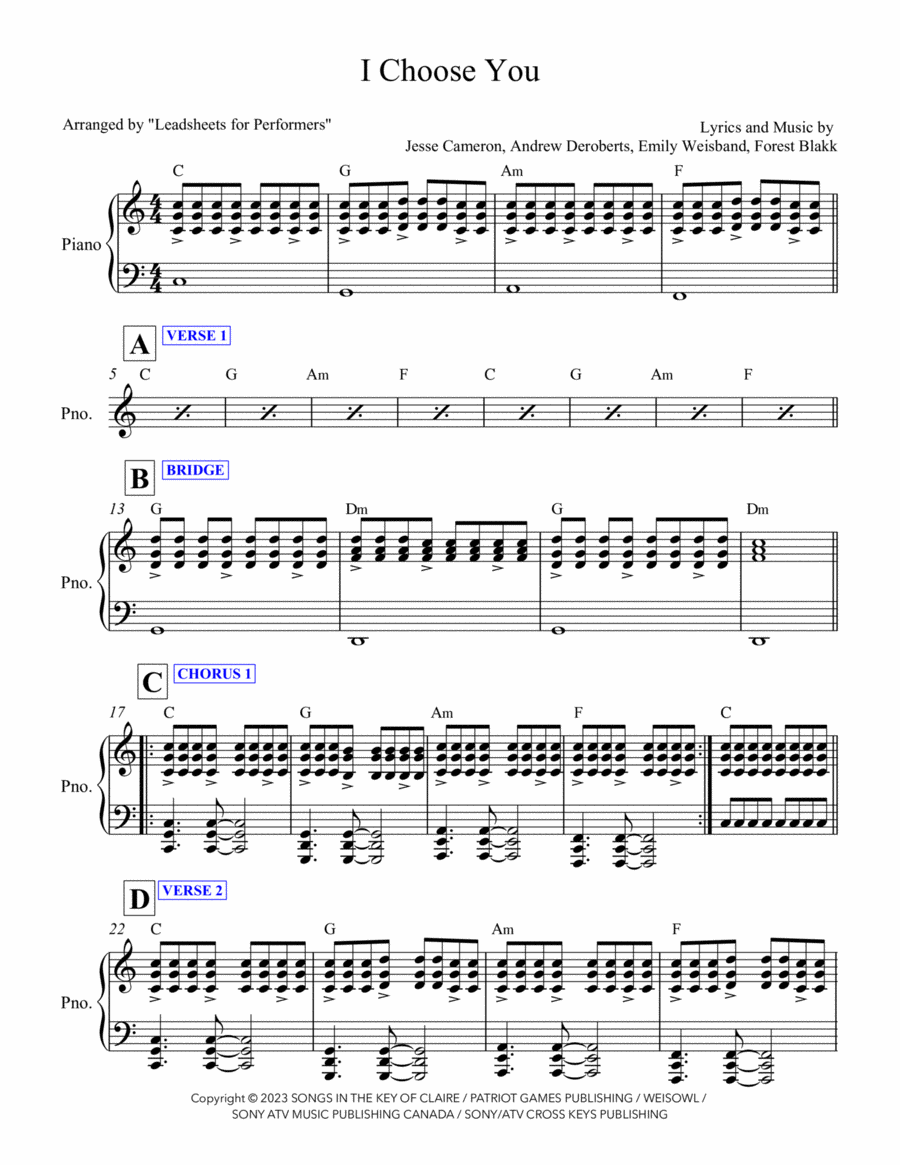 I Choose You Piano scores gallery preview page 1