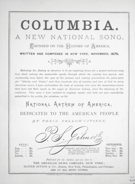 Columbia. A New National Song, Founded on the History of America