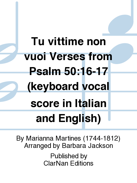 Tu vittime non vuoi Verses from Psalm 50:16-17 (keyboard vocal score in Italian and English)