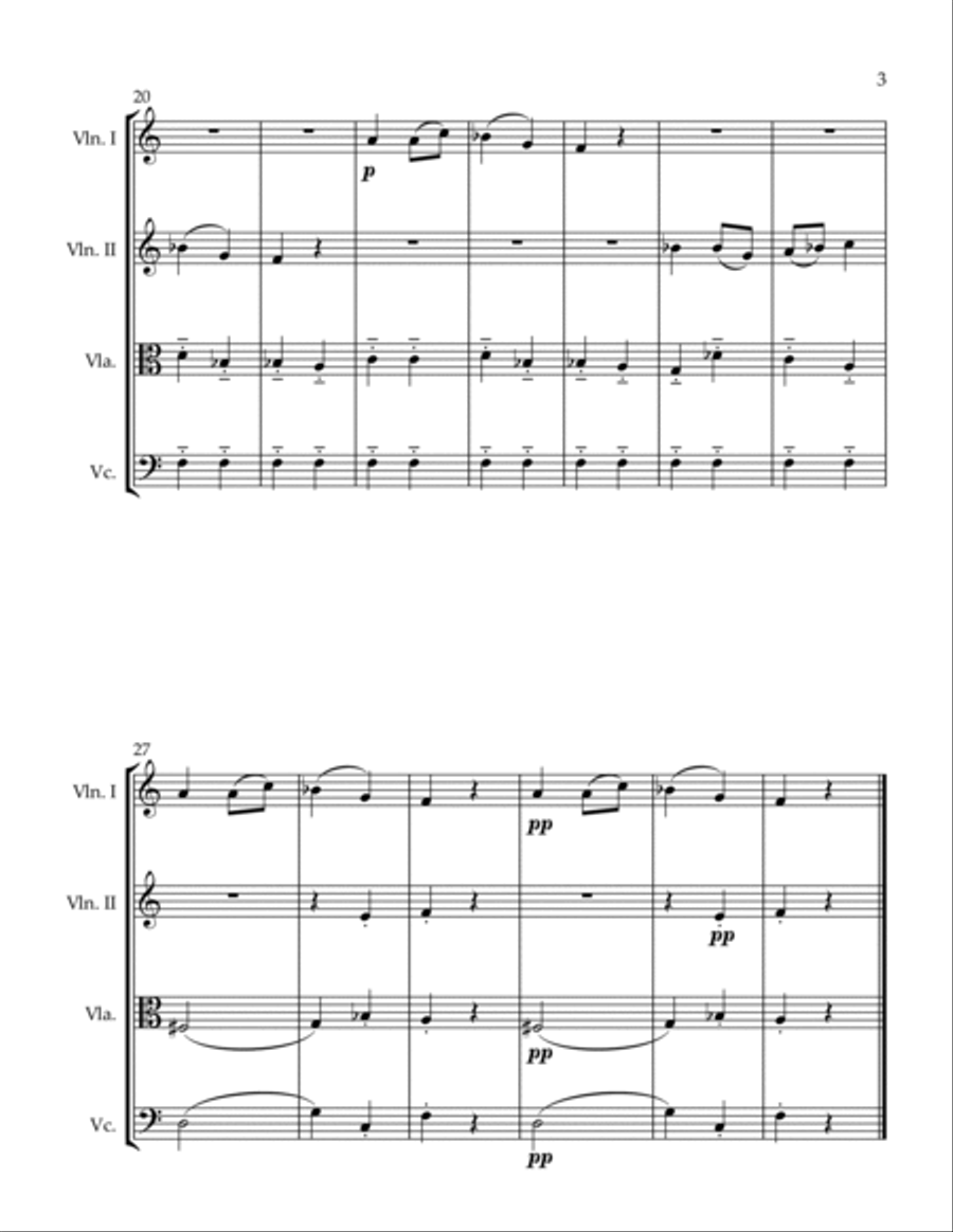 3 Quartets I Love Him From Afar The Lovers Bill and Coo Slow Dance String Quartet scores gallery preview page 3