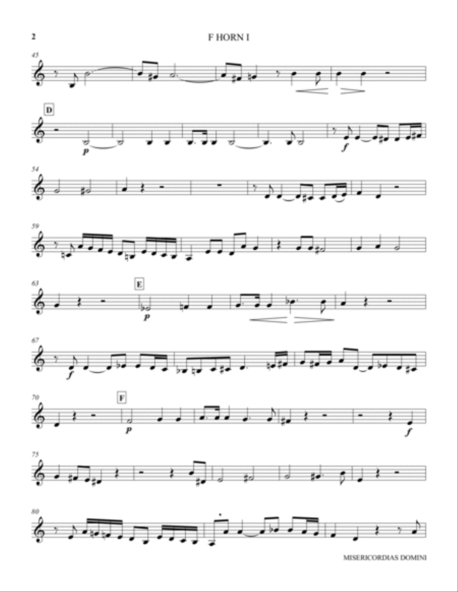 Misericordias Domini (arr. Harold Decker) - Horn 1 in F Choir scores gallery preview page 2