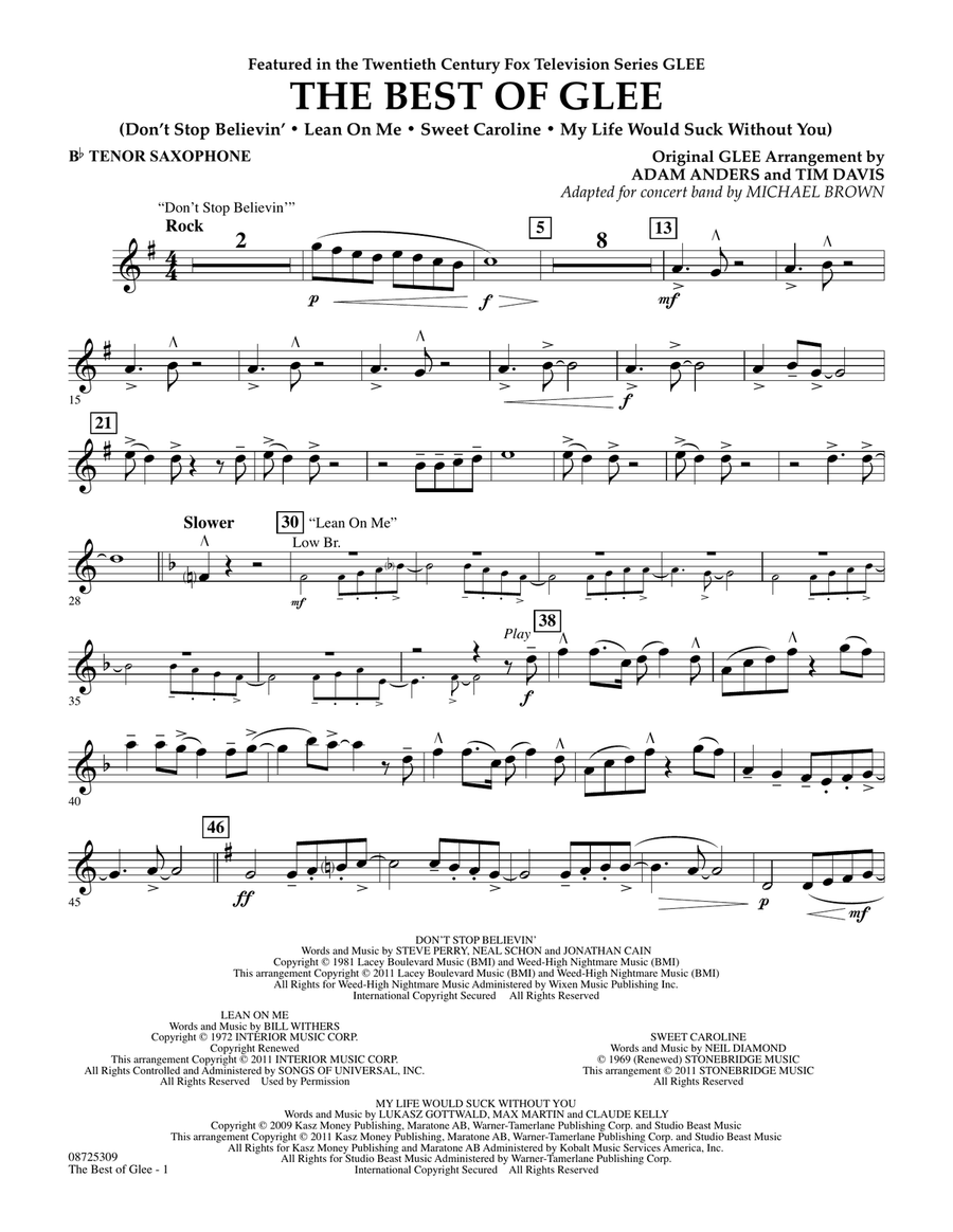 The Best Of Glee - Bb Tenor Saxophone