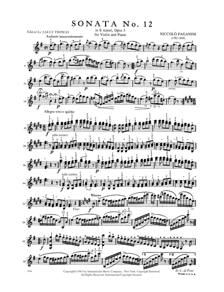 Sonata No. 12 In E Minor, Opus 3