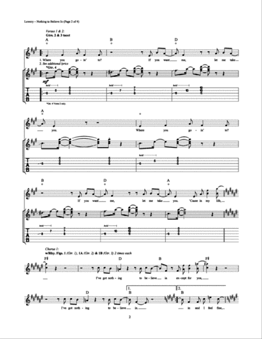 Nothing to Believe In Electric Guitar scores gallery preview page 2