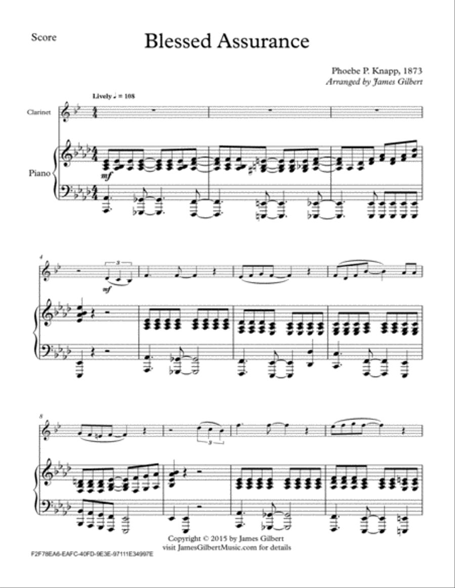 Blessed Assurance Blessed Assurance Clarinet Solo scores gallery preview page 1