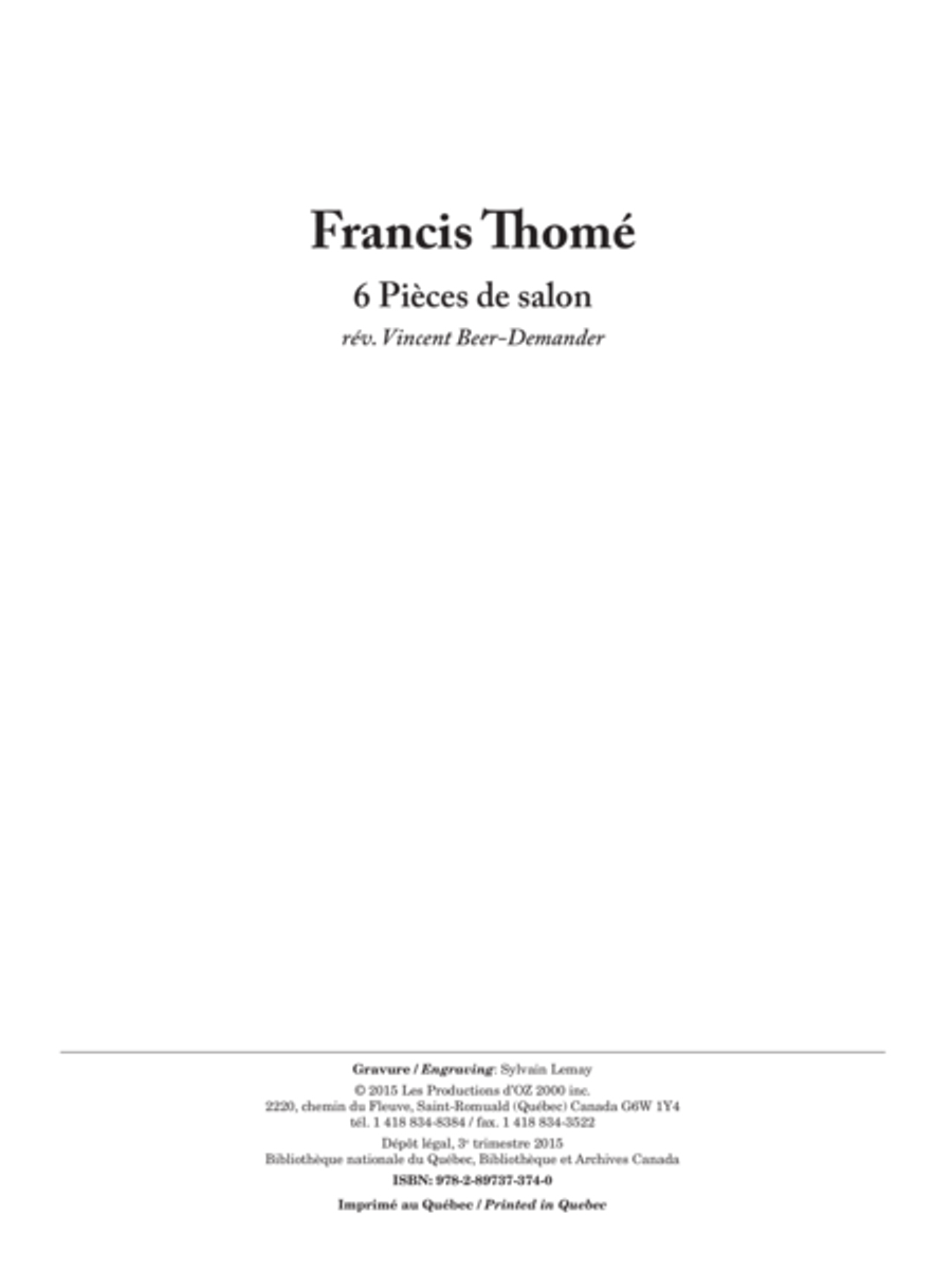 6 Pièces de salon 6 Pièces de salon Piano Accompaniment scores gallery preview page 1
