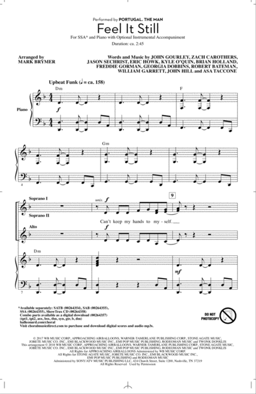 Feel It Still Feel It Still SSA scores gallery preview page 1