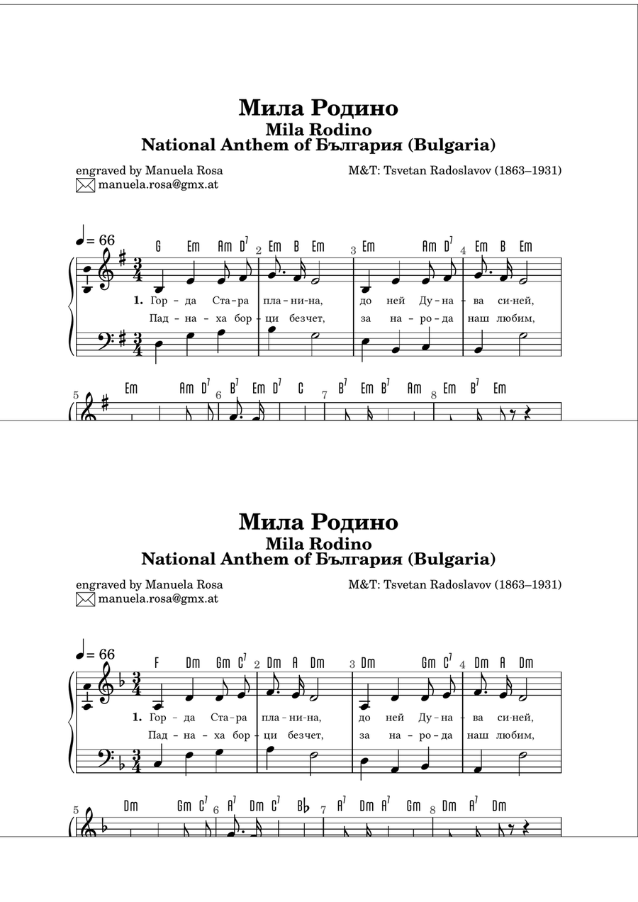 Mila Rodino (Bulgarian national anthem; easy piano version) Piano Method scores gallery preview page 3