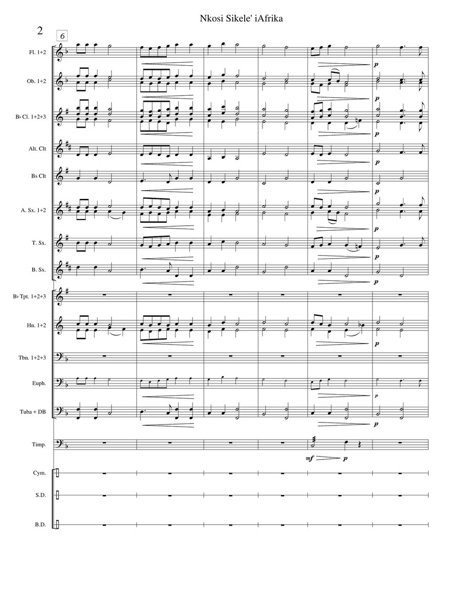 South African National Anthem: Nkosi Sikelel' iAfrika Concert Band scores gallery preview page 4