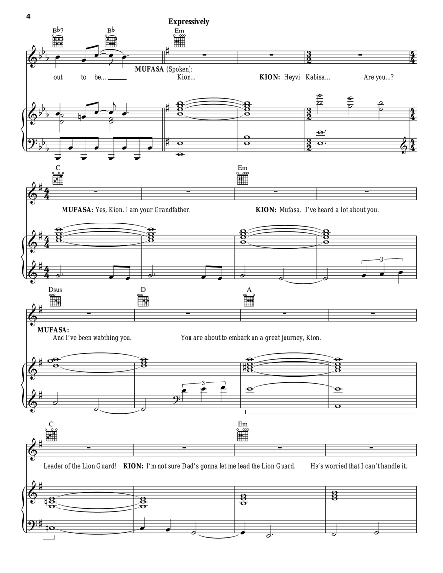 Kion's Lament Piano, Vocal, Guitar scores gallery preview page 4