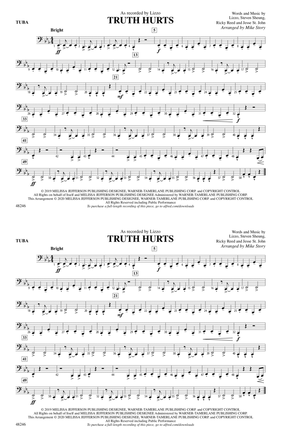 Truth Hurts: Tuba Marching Band scores gallery preview page 1