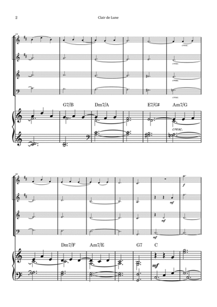 Clair de Lune by Debussy - Brass Quartet with Piano and Chord Notation image number null
