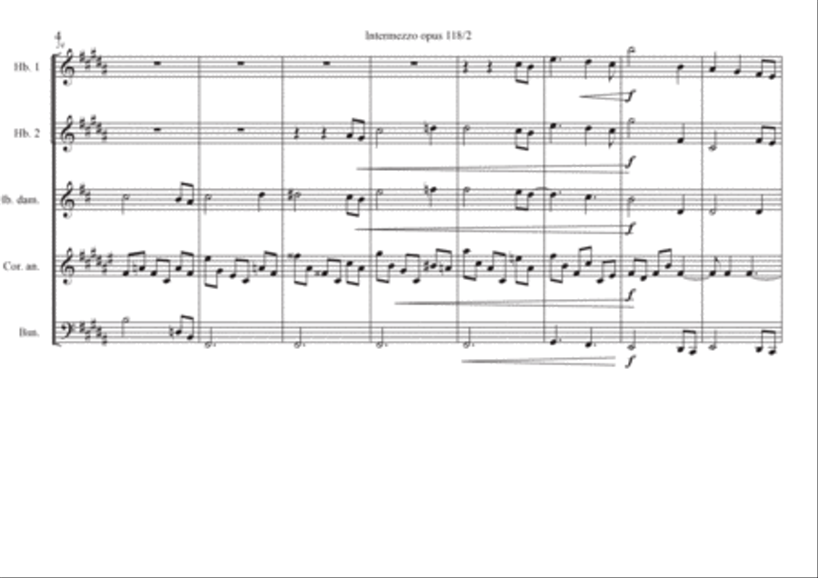 Intermezzo opus 118 n°2 Woodwind Ensemble scores gallery preview page 4