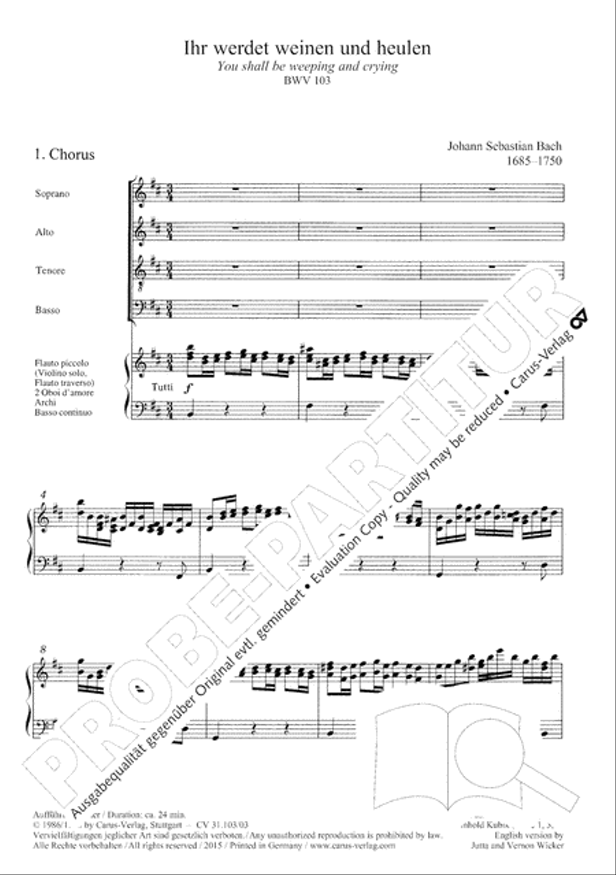 You shall be weeping and crying (Ihr werdet weinen und heulen) 4-Part scores gallery preview page 6