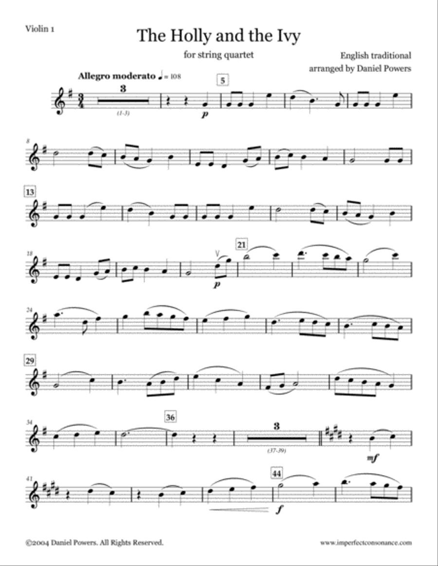 The Holly and the Ivy (string quartet) String Quartet scores gallery preview page 6