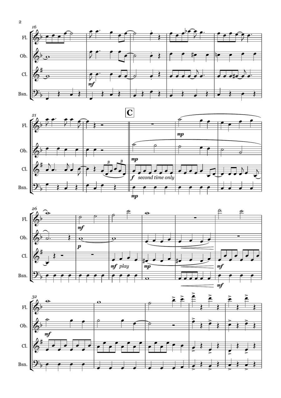 When I'm Sixty-Four Woodwind Quartet scores gallery preview page 2