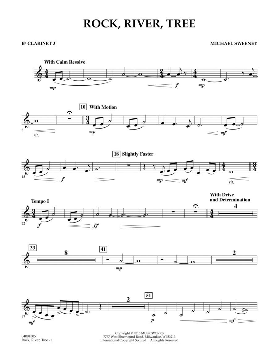 Rock, River, Tree - Bb Clarinet 3 B-Flat Clarinet scores gallery preview page 1