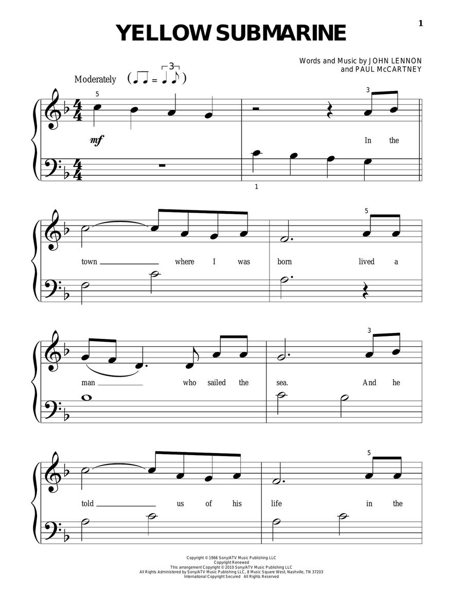 Yellow Submarine Yellow Submarine Piano Solo scores gallery preview page 1