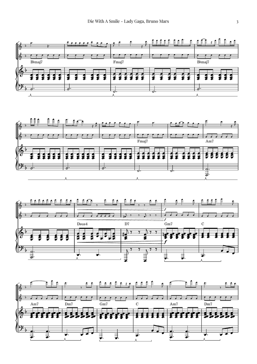 Die With A Smile Flute Duet scores gallery preview page 3