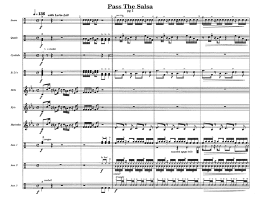 Pass The Salsa w/Tutor Tracks Percussion Ensemble scores gallery preview page 3