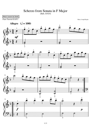 Scherzo from Sonata in F Major (EASY PIANO) (Hob. XVI:9) [Joseph Haydn]